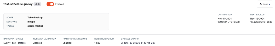 Scheduled Backup policy